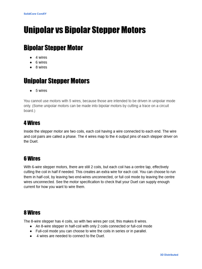 Unipolar vs Bipolar Stepper Motors | PDF | Electronics | Equipment