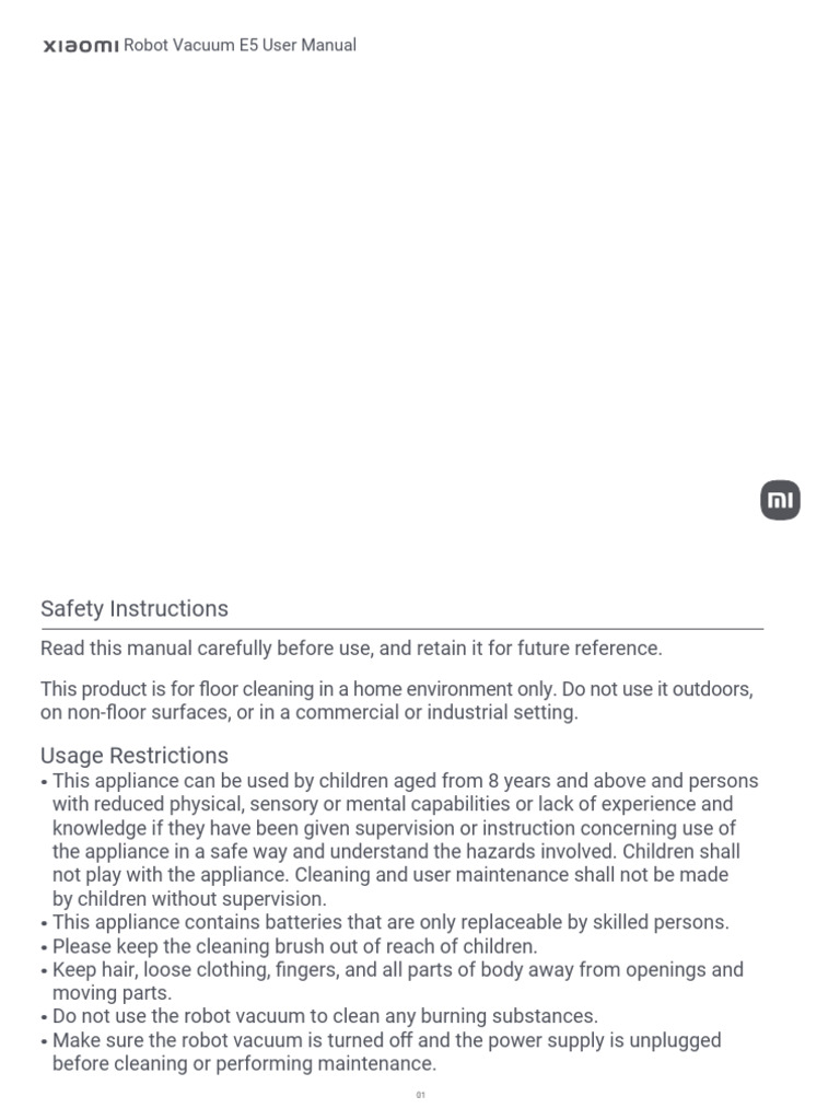 Robot Vacuum E5 User Manual Guide | PDF | Vacuum Cleaner | Manufactured ...