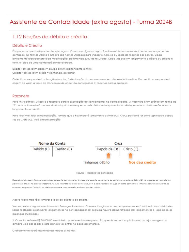 Noções de Débito e Crédito Contábil | PDF | Balancete | Contabilidade