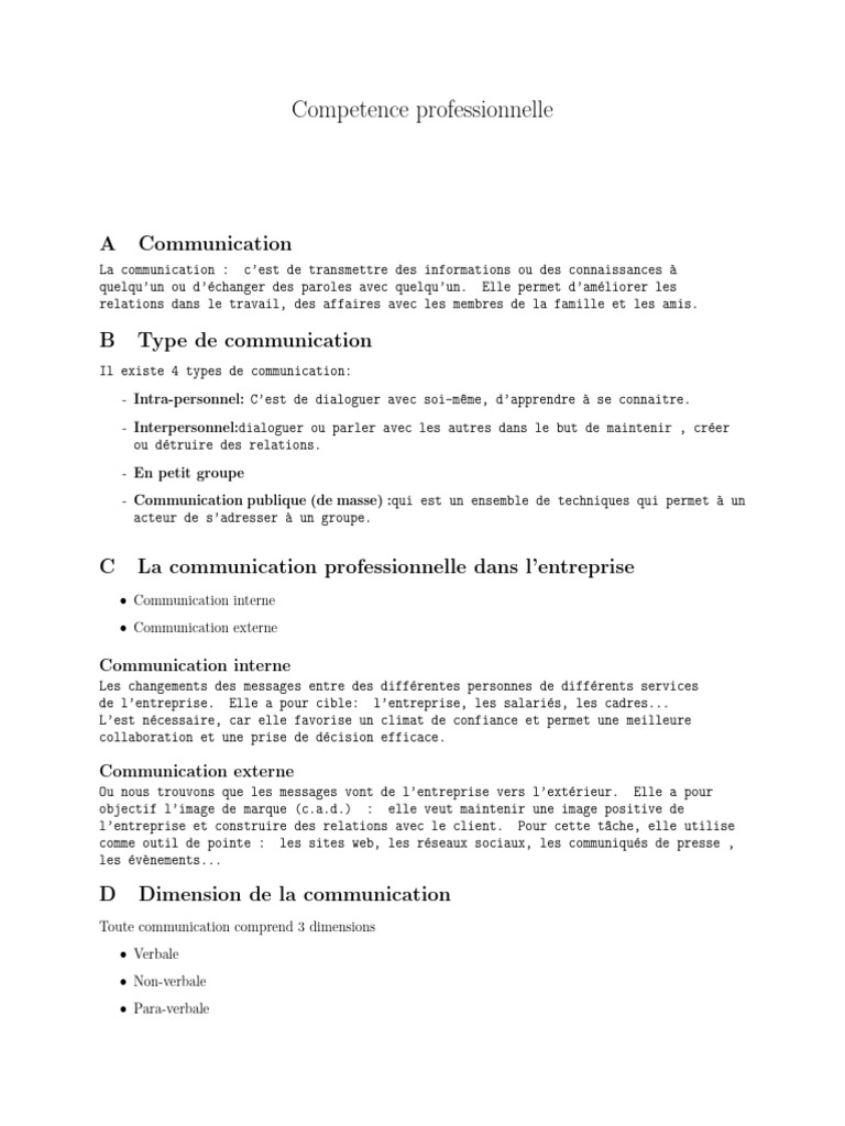 Méthodes de communication professionnelle | PDF | la communication ...