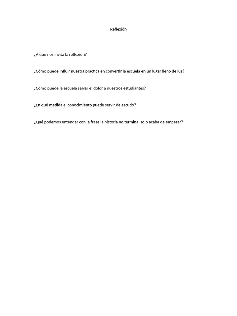 Reflexión sobre el papel de la escuela | PDF