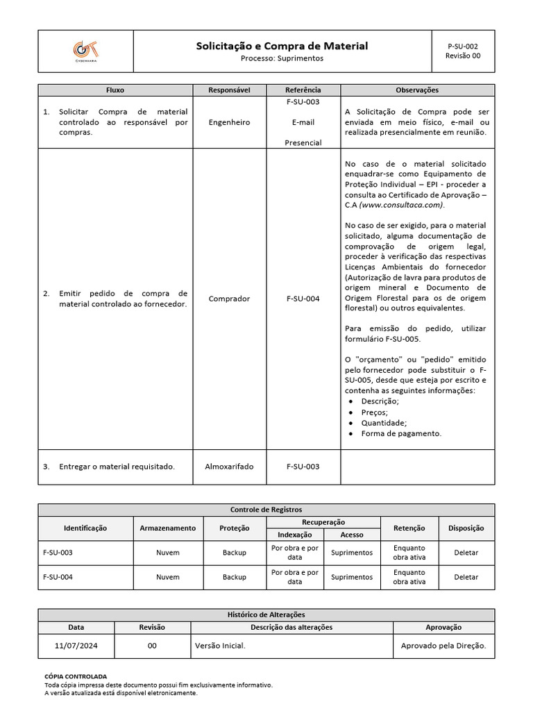 Processo de Compra de Material Controlado | PDF | Cópia de segurança ...