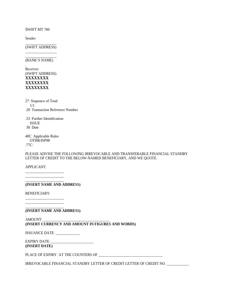 Standby LC Template - Credit Support - CELESTIAL FINANCIAL - 13 01 2024 ...