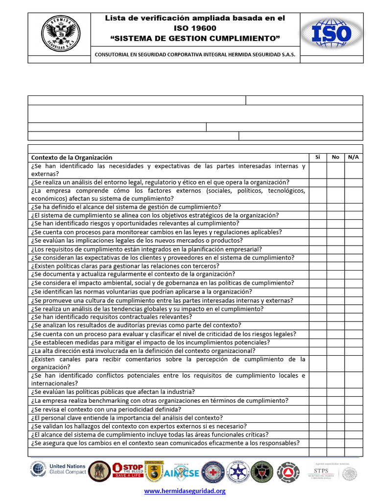 Checklist ISO 19600 para Cumplimiento Empresarial | PDF | Planificación ...