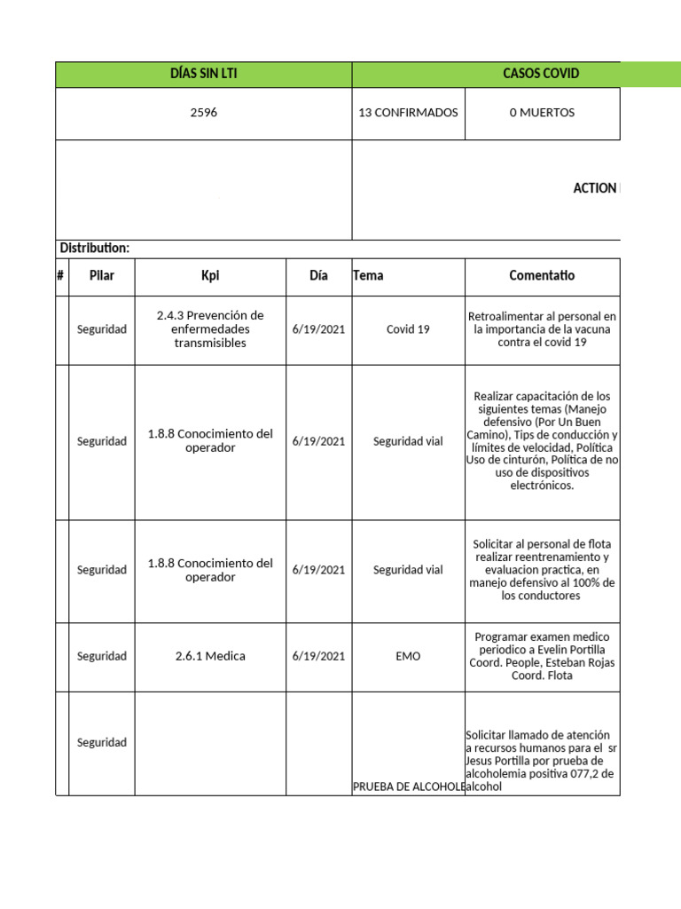 Action Log General Ok | PDF