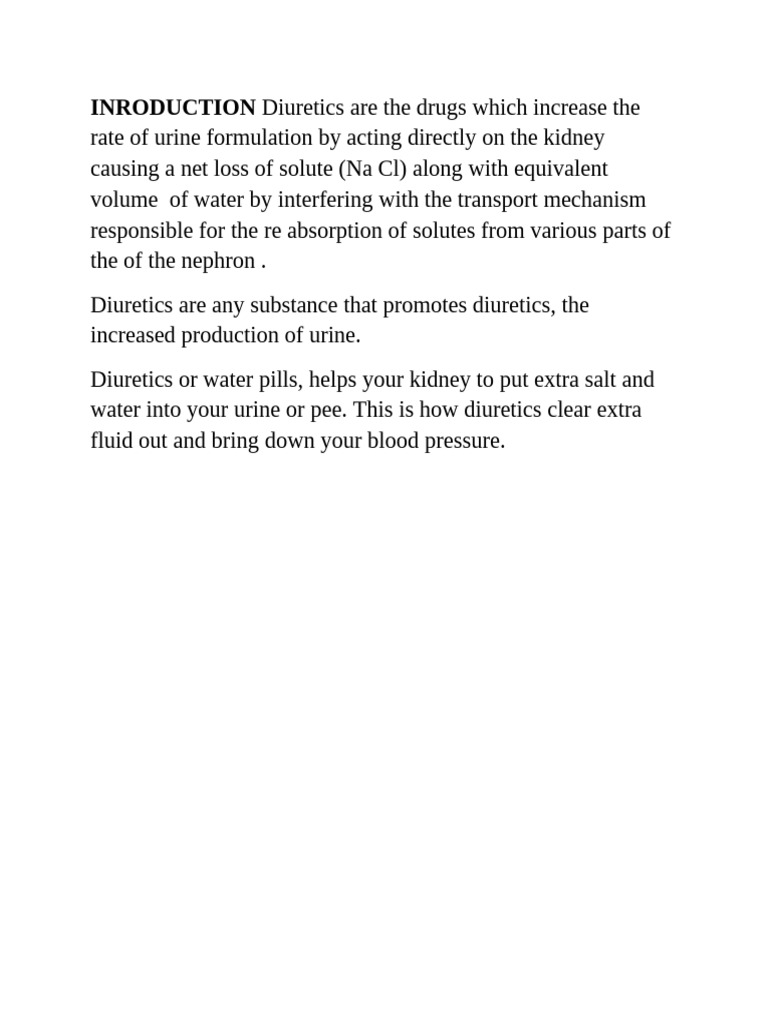 Understanding Diuretics: Types & Effects | PDF | Kidney