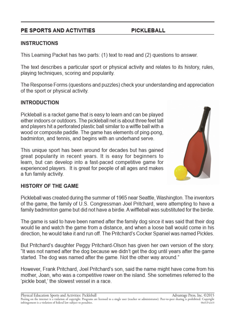 Pickle Ball | PDF | Copyright Infringement | Ball Games