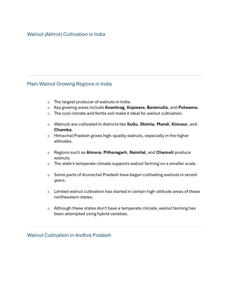 Walnut Cultivation in India: Key Regions | PDF | Agriculture | Food ...