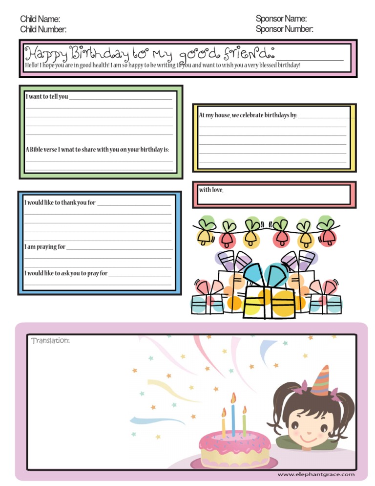 Letter Template Birthday