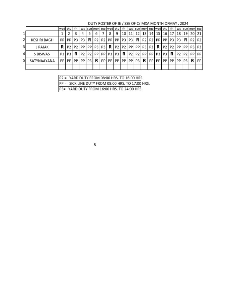 YARD DUTY ROSTER MAY 2024 UPDATED | PDF