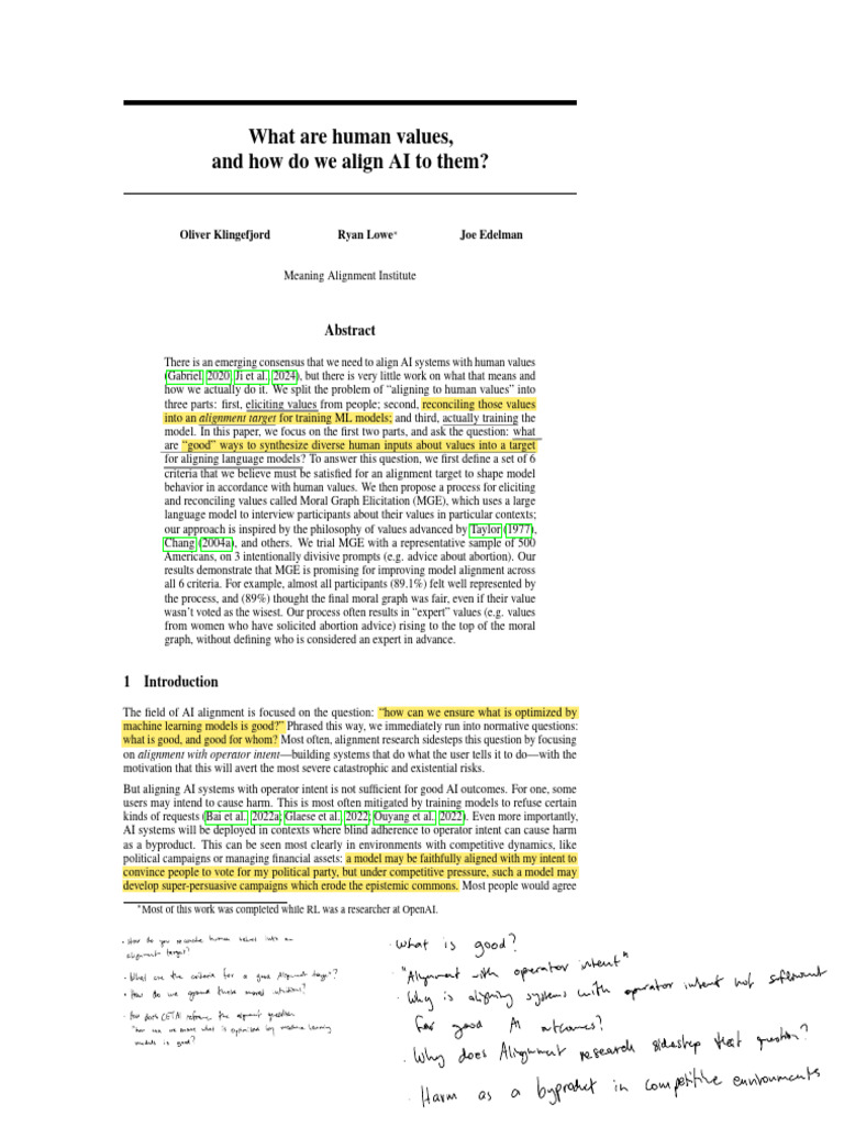 Aligning AI with Human Values: A Framework | PDF | Artificial ...