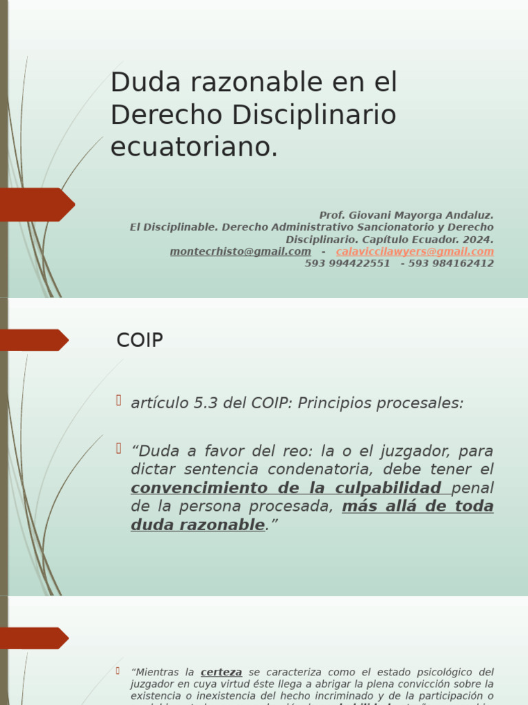 Duda Razonable en El Derecho Disciplinario Ecuatoriano | PDF | Duda ...