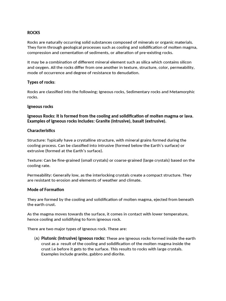 Rocks | PDF | Rock (Geology) | Igneous Rock