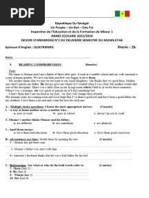 Devoir Anglais 4e