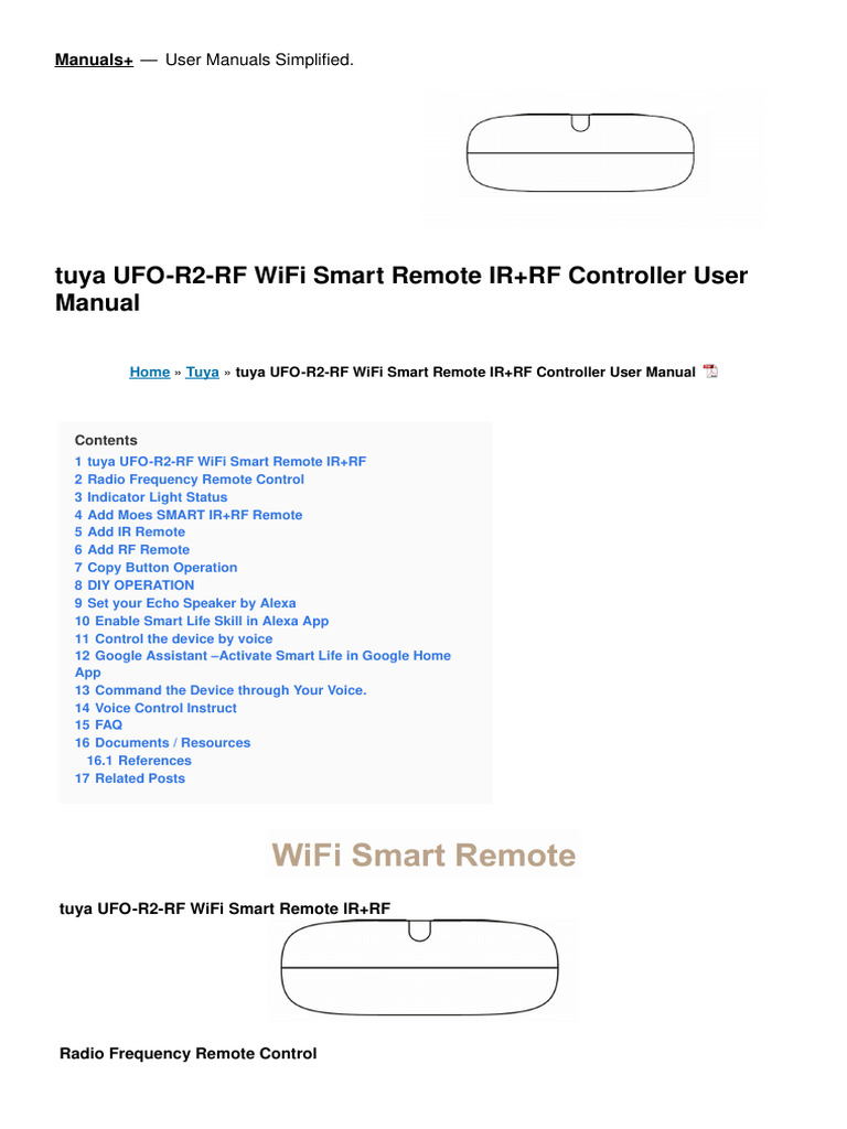 Moes UFO-R2-RF Remote User Manual | PDF | Amazon Echo | Remote Control