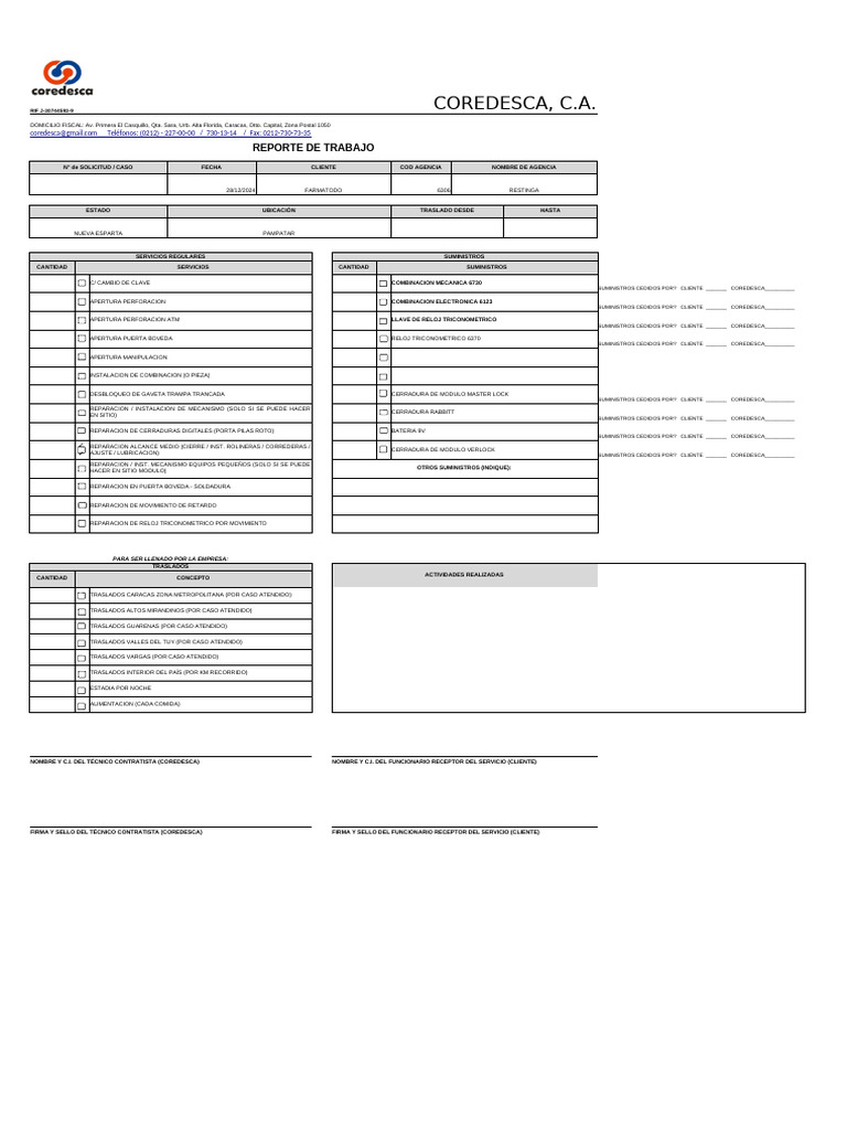 Copia de Formato de Reporte de Trabajo Ftd-1 | PDF