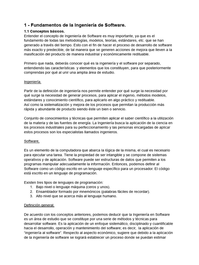 Tec. Ingeniera de Software | PDF | Software | Lenguaje de programación