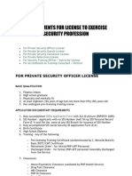 Requirements For License To Exercise Security Profession