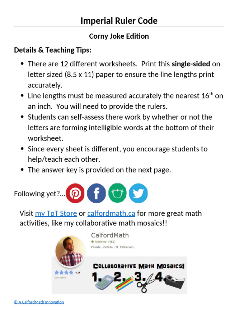 Imperial Ruler Code Worksheets | PDF