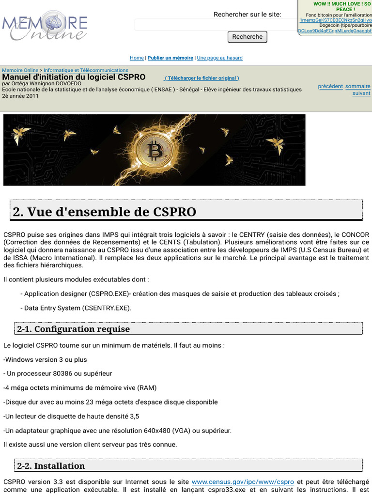 Manuel d'initiation à CSPRO | PDF | Logiciel | Programme informatique