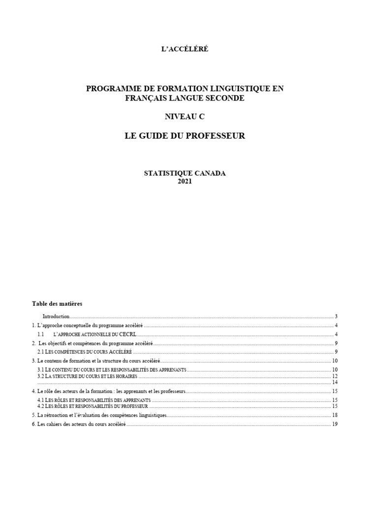 Guide du professeur : Programme Accéléré FL2 | PDF | Apprentissage ...