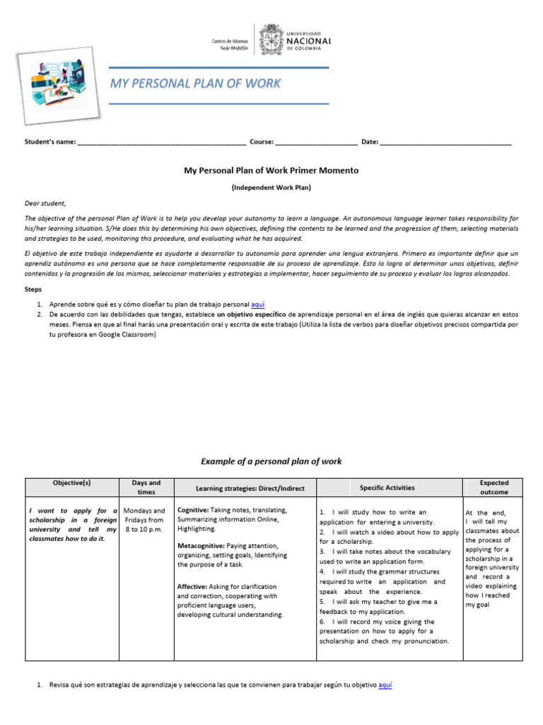 Personal Language Learning Plan Guide | PDF | Learning | Cognitive ...