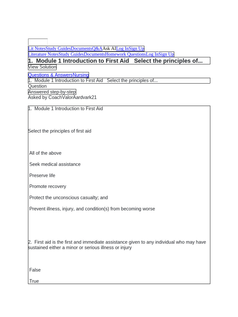 First Aid Principles and Practices Guide | PDF | Cardiopulmonary ...