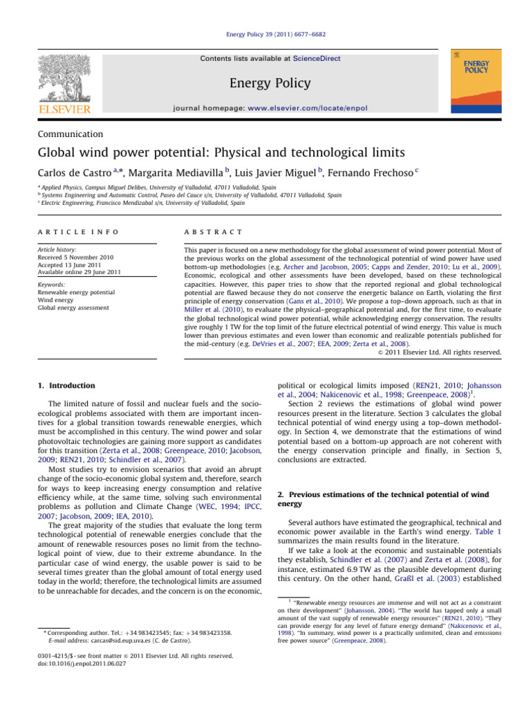 Global Wind Power Potential (Introduction) | PDF | Wind Power | Wound