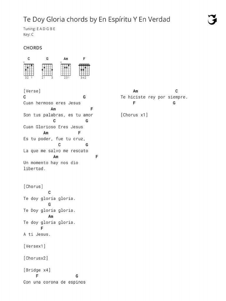 Te Doy Gloria Chords | PDF