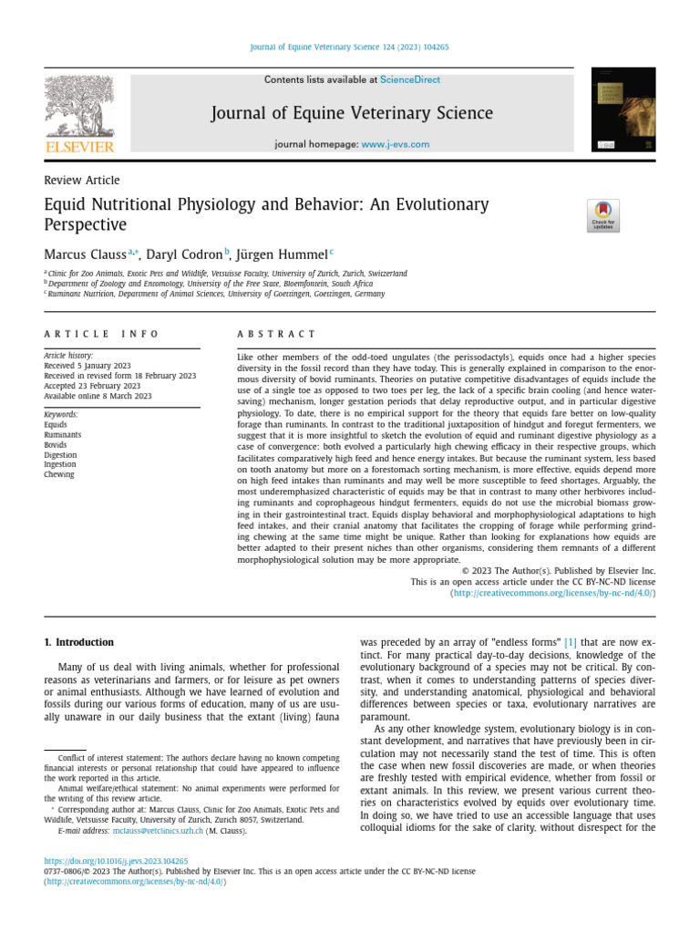 Equid Nutritional Physiology Review | PDF | Ruminant | Digestion
