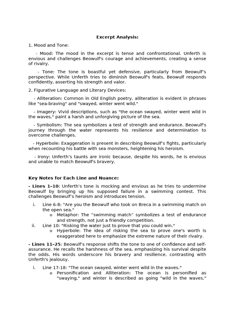 Unferth's Challenge to Beowulf | PDF | Beowulf
