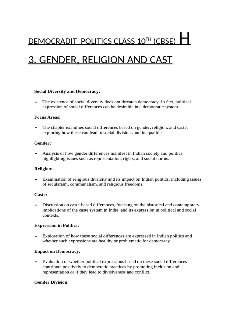 Democradit Politics Class 10TH 3 | PDF | Dalit | Woman
