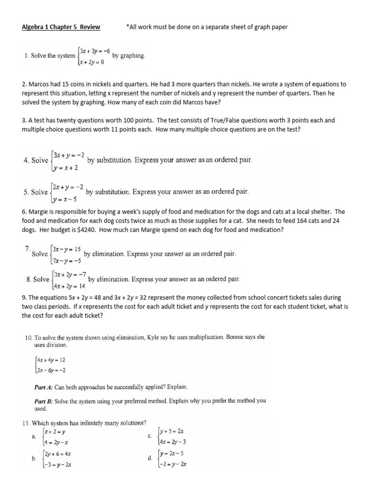 Alg CH 5 Review W Answers | PDF | Equations | Algebra