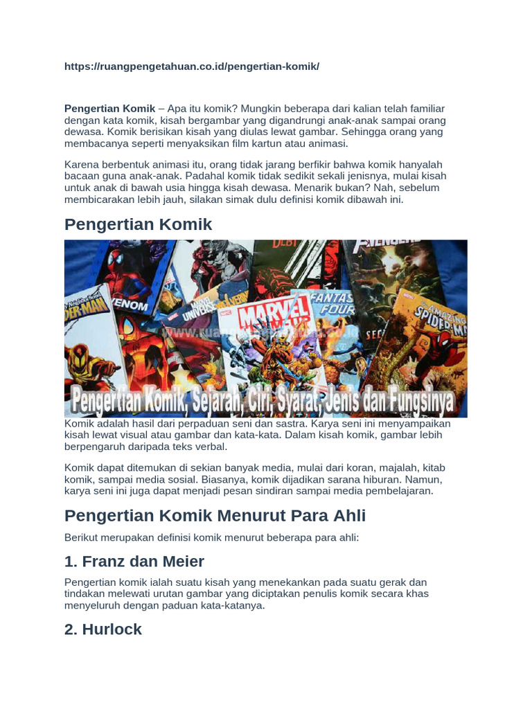 Pengertian dan Jenis-Jenis Komik | PDF