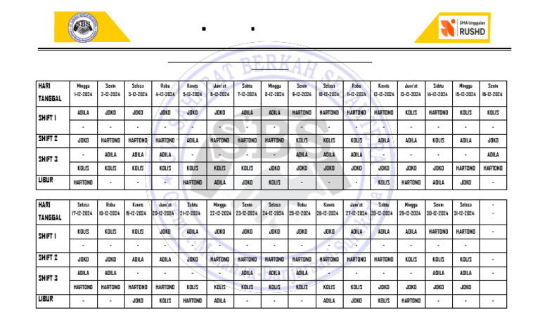 Absensi Security SMA Rushd 2024 | PDF