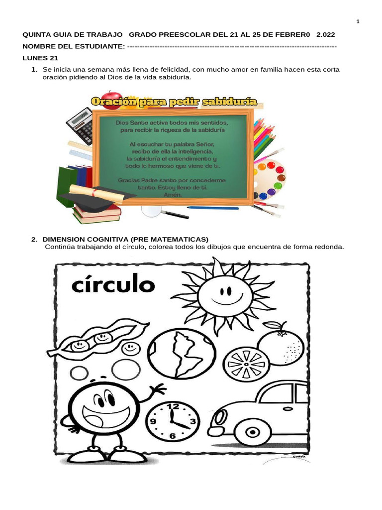 Actividades Preescolares del 21 al 25 de Febrero | PDF | Iniciativa ...