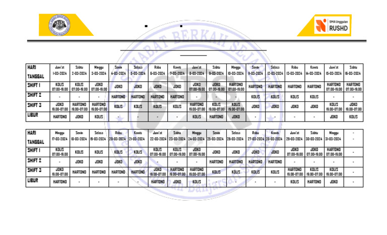 Absensi Security CV SBS Maret 2024 SMA RUSHD | PDF