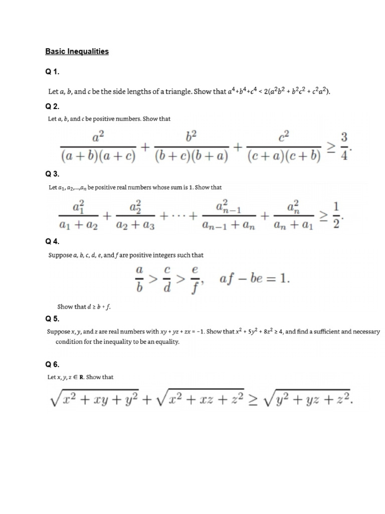 MOTC+Assignment++ +Basic+Inequalities | PDF