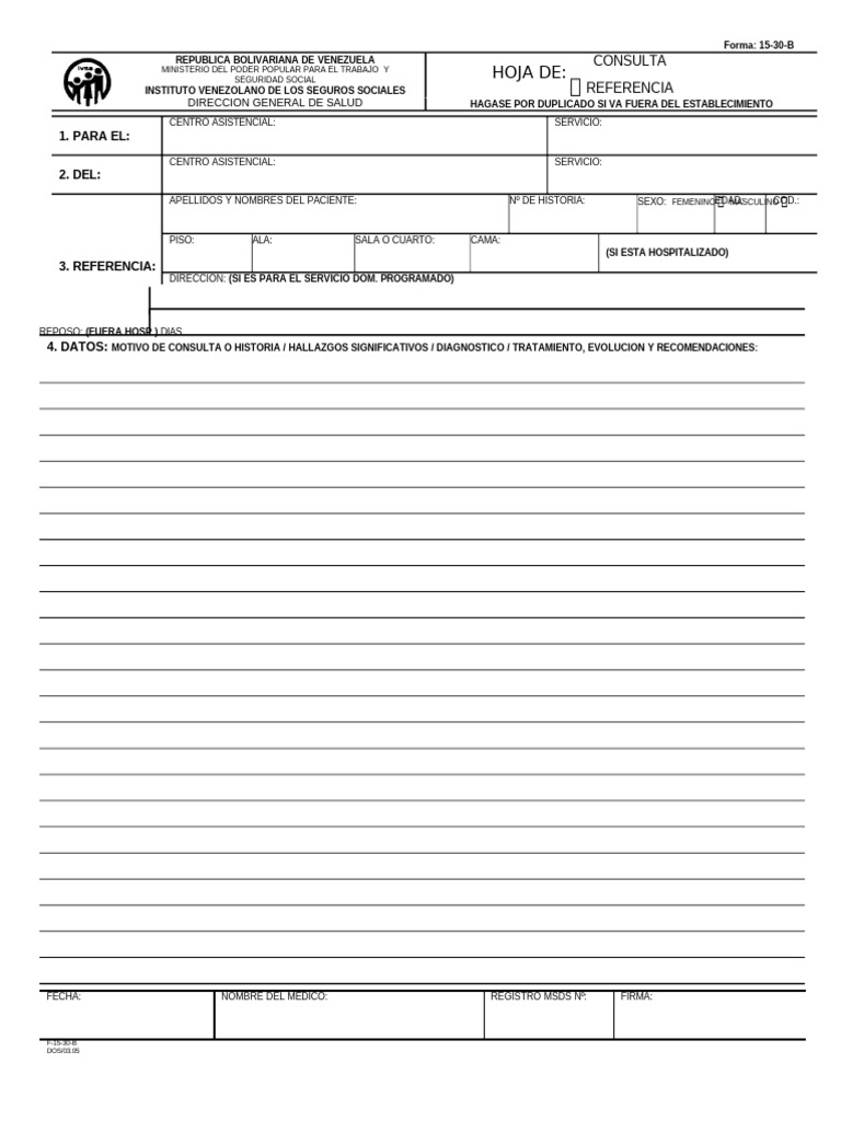 Formato Informe Médico IVSS 15-30 | PDF