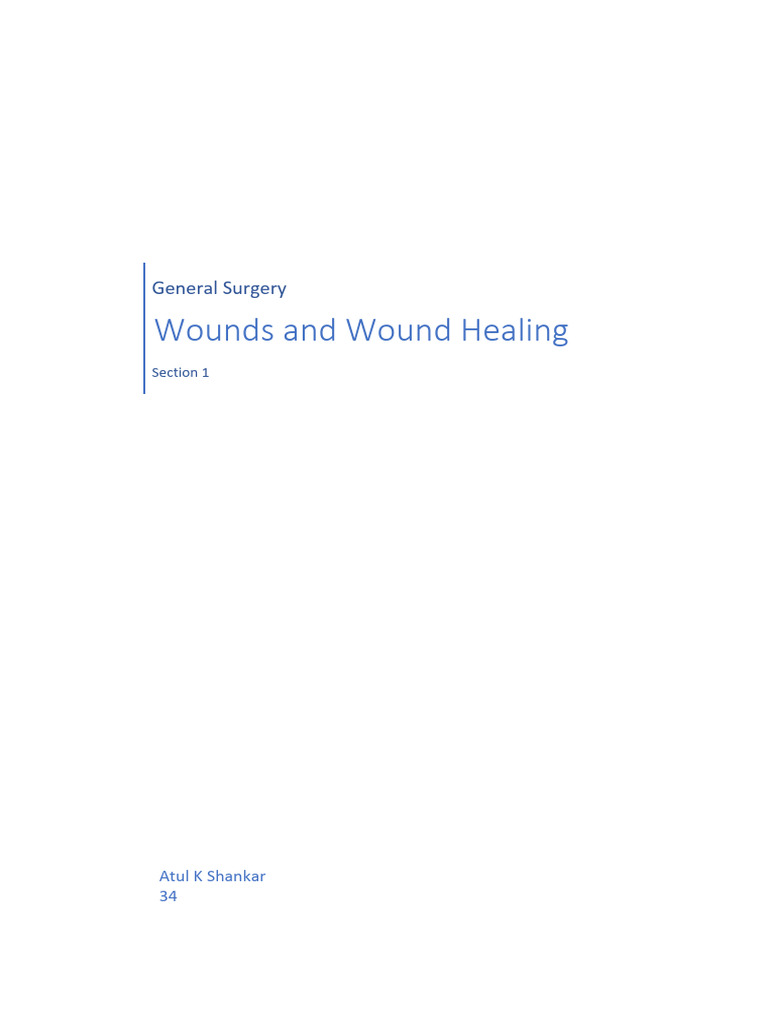 General Surgery Wounds And Wound Healing Pdf Wound Healing Scar
