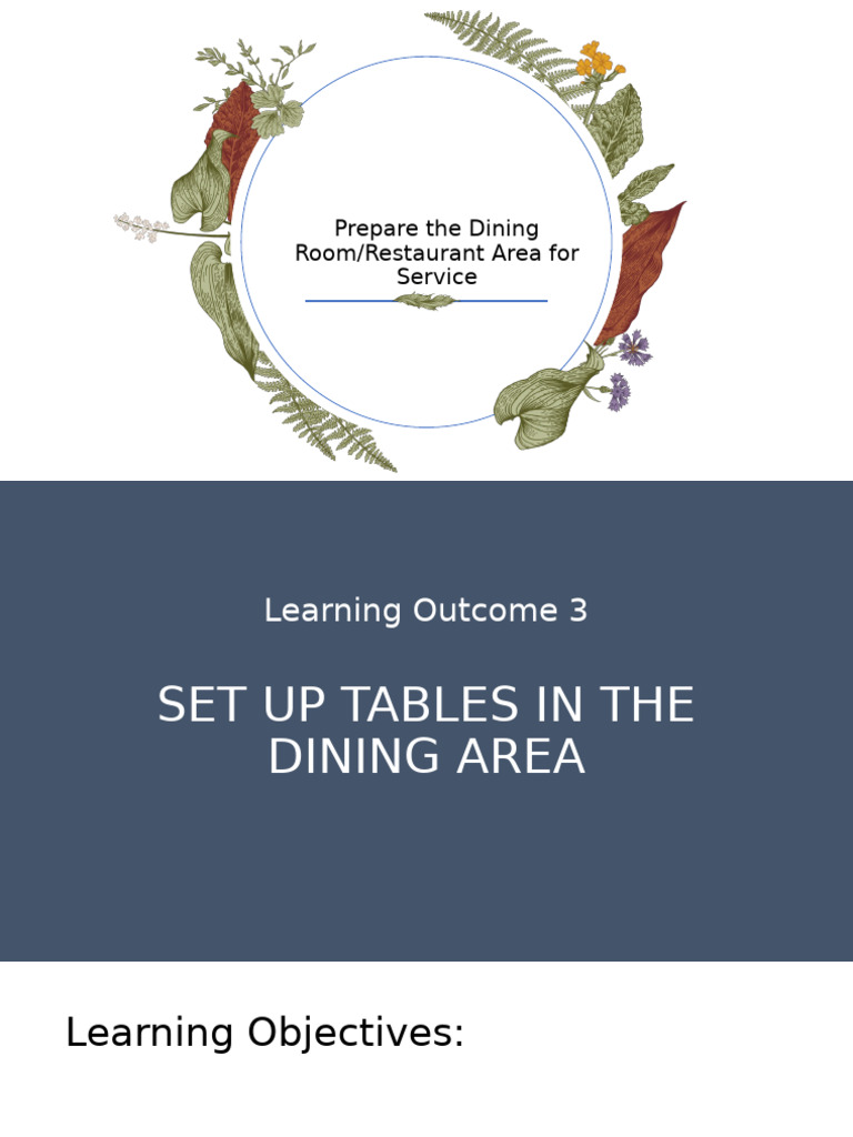 Standards for Dining Table Setup | PDF | Tableware