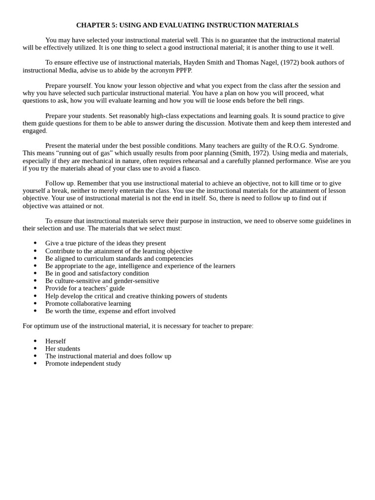CHAPTER 5 Using and Evaluating Instructional Material | PDF | Teachers ...