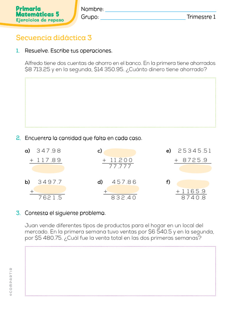 Ejercicios 5to | PDF