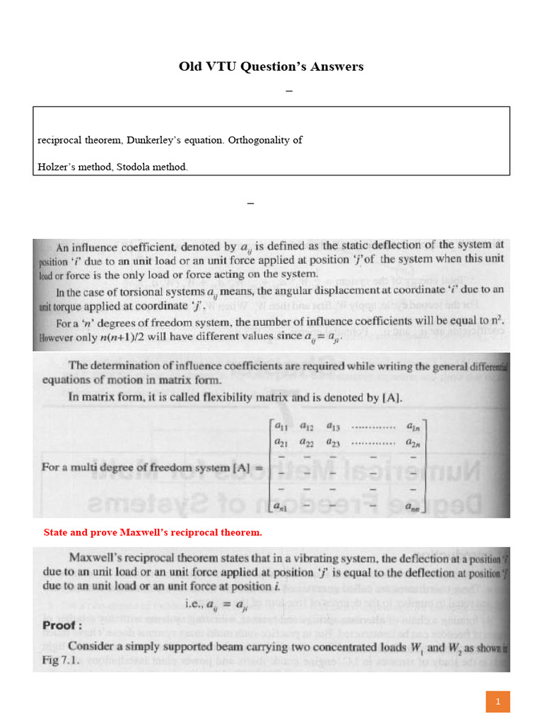 VTU Theory of Vibration Solutions | PDF | Matrix (Mathematics ...