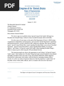 Letter to Attorney General Merrick Garland