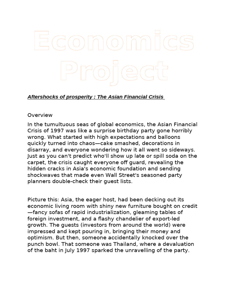 Economics Project Final | PDF | 1997 Asian Financial Crisis | Financial ...