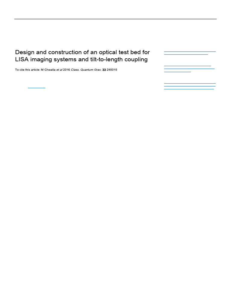LISA Optical Test Bed for Coupling Analysis | PDF | Interferometry | Optics