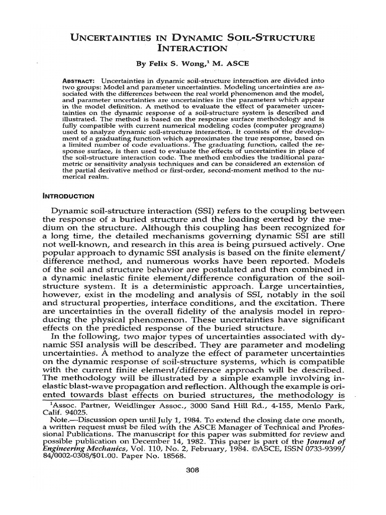 Uncertainties in Dynamic Soil‐Structure Interaction (wong1984) | PDF ...