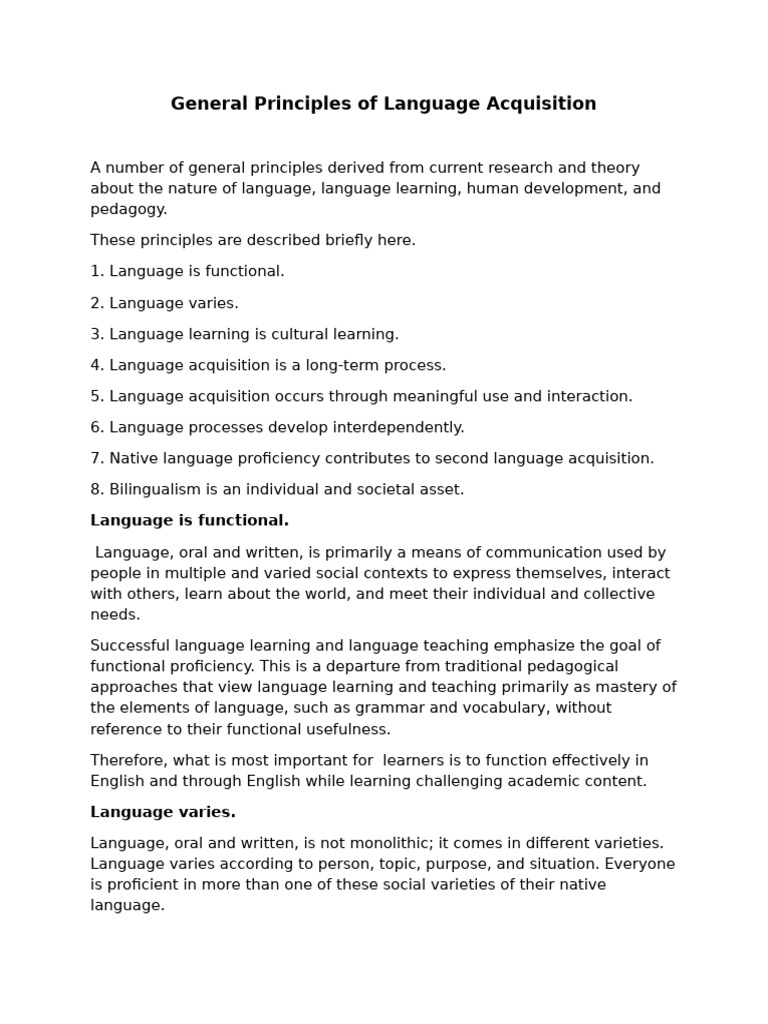 Material Ia in Principles and Theories in Language Acquisition | PDF ...