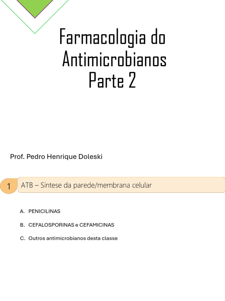 Farmacologia de Antimicrobianos: Parte 2 | PDF
